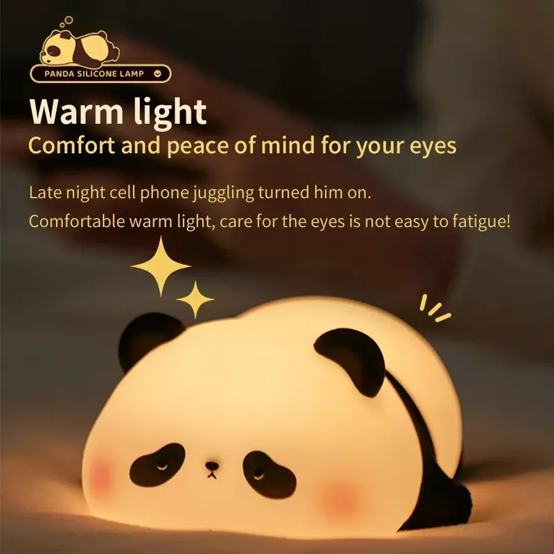 AKIMID 미니 팬더 소형 야간 조명, 충전식 눈 보호 램프, 디밍 수면 침대 옆 램프, 생일 선물, 침실 장식