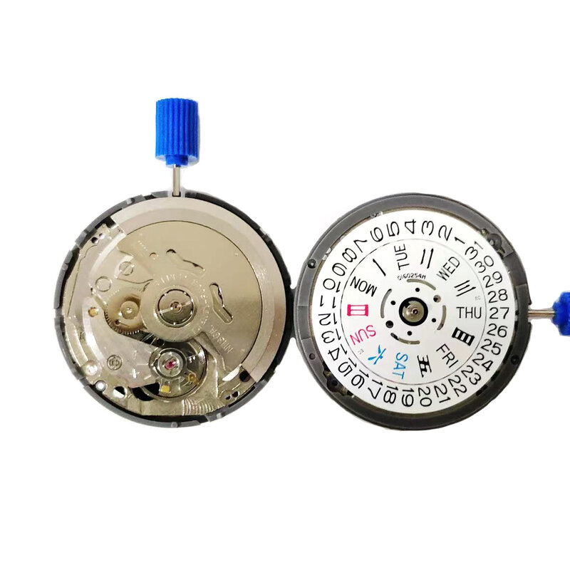Reloj mecánico automático japonés Original NH36, movimiento 3/3, 8 corona, calendario Dual, alta precisión, rueda de disco de fecha blanca