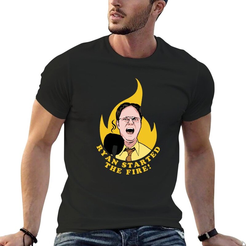 Ryan uruchomił estetyczną odzież z koszulką ognia koszulka z motywem Anime spersonalizowane koszulki t-shirty dla mężczyzn z bawełny