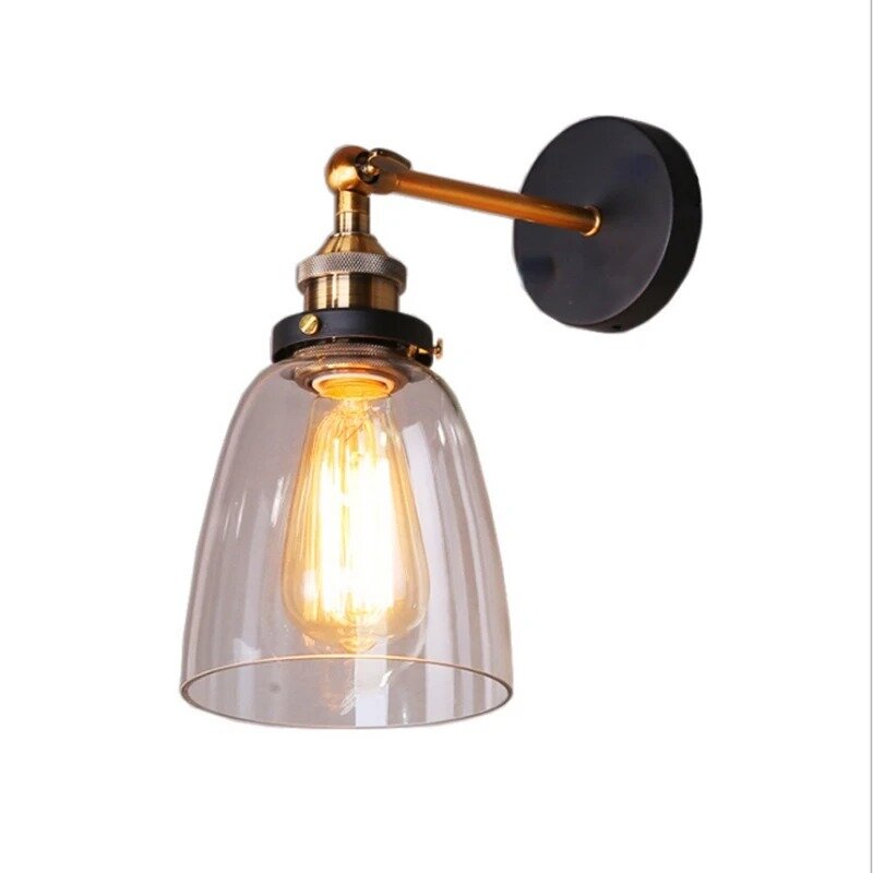 Скандинавская простая ретро-Лампа В индустриальном стиле для прикроватной тумбочки, коридора, лестницы, стеклянная настенная лампа для гостиной, светодиодная настенная лампа