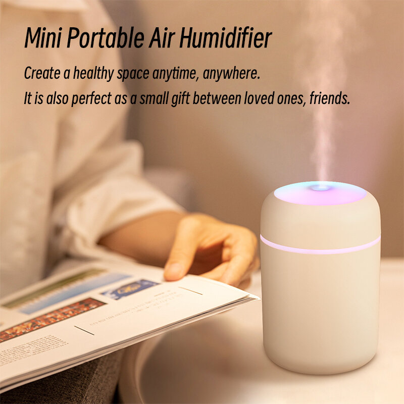 300 مللي H2O الهواء المرطب المحمولة USB صغير رائحة الناشر مع ضباب بارد لغرفة النوم المنزل سيارة النباتات تنقية Humificador