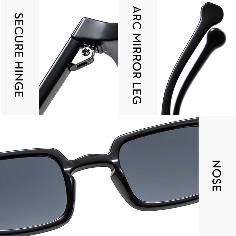 Kacamata Hitam Persegi Panjang Mewah Kacamata Hitam Persegi Desainer Merek Antik Oval Wanita Kacamata Wanita Anti-silau UV400