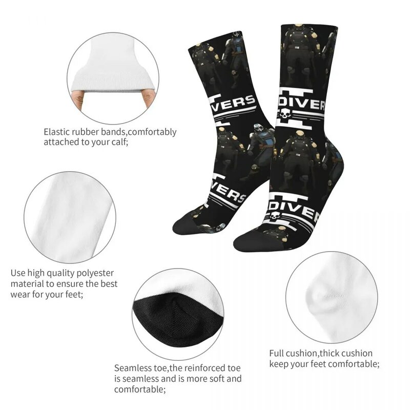 Chaussettes de compression pour hommes, motif imprimé, chaussettes décontractées pour garçons, hip hop, vintage, H-Helldivers, heureux, qualité, membre, drôle, elin