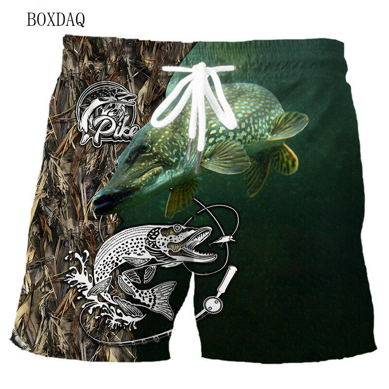 Модные мужские шорты для рыбалки, летние пляжные повседневные шорты с 3D рисунком рыбы, одежда женской модели 6XL, уличные шорты с эластичным поясом