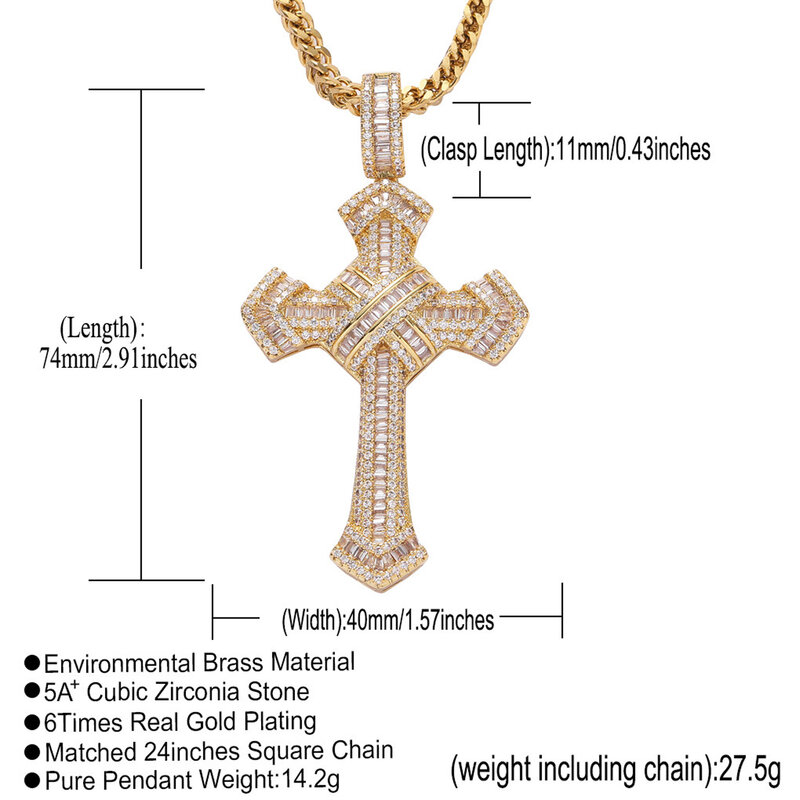 Collier croix en acier inoxydable Hao Shi pour hommes, chaîne de chandail Hip Hop à la mode, meilleur cadeau
