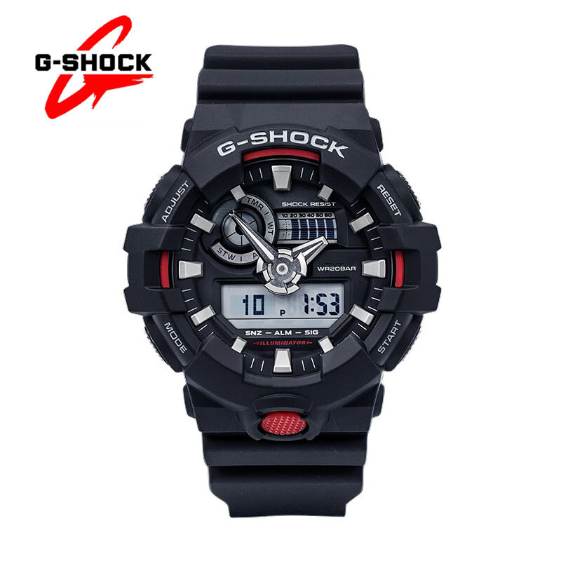 G-SHOCK-Relógio Quartz Masculino, Multifuncional, Esporte ao ar livre, Anti-choque, LED, Dual Display, Resina, Casual, GA-700 Series, Fashion