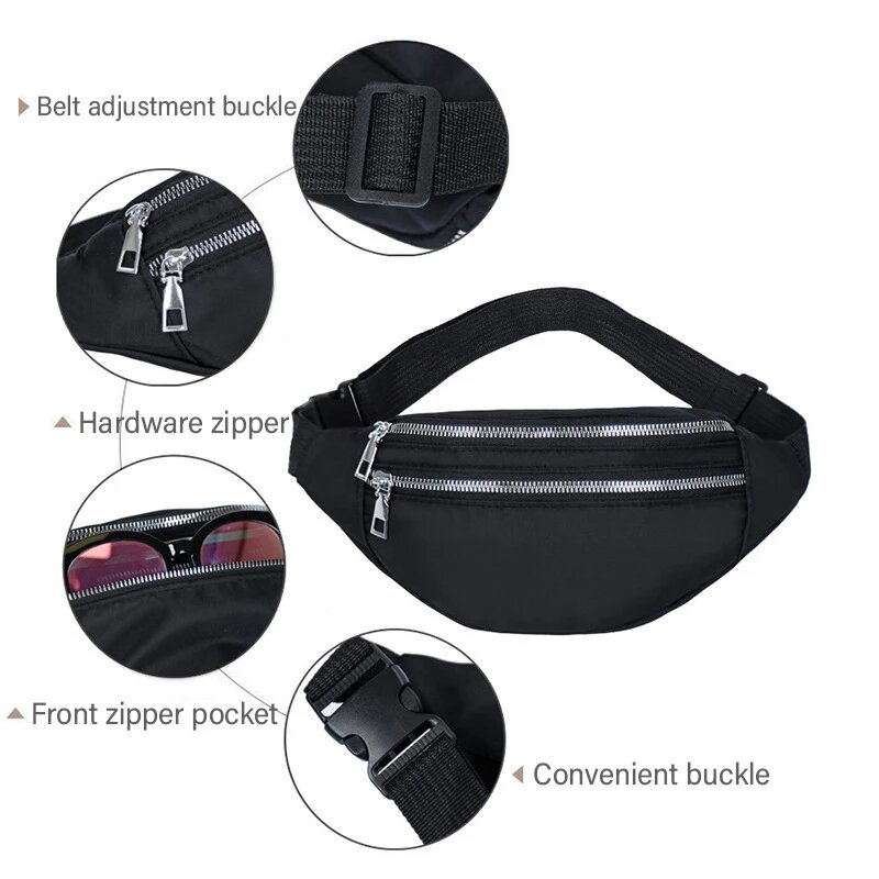 Bum Hip Kangaroo Fanny Waist Bag Pack Waterproof For Men Women Belt Pouch Belly Banana Male Ladies Sachet Mobile Sport Waistbag