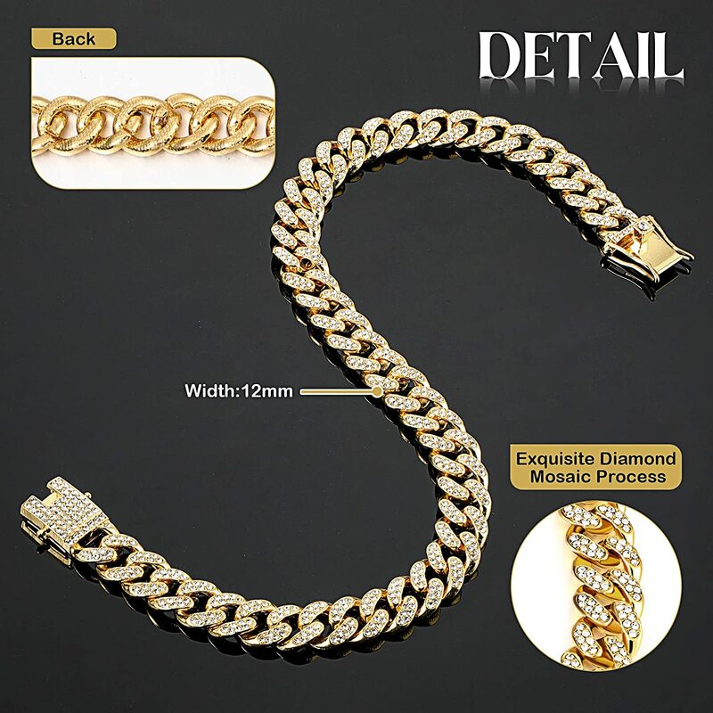 Luxury Gold Dog Chain Collar Cuban Chain Link Choke Collar for Small Medium Large Dogs Cats Pet Jewelry Necklace Accessories