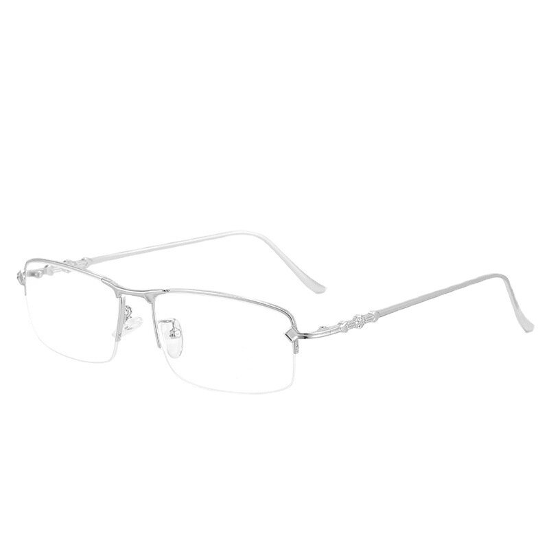 男性用合金アンチブルーライトメガネ,近視矯正装置,ハーフリム,ビジネスフレーム