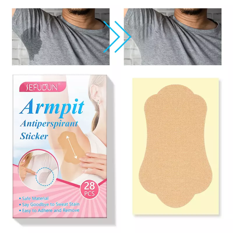 Adesivo de axilas descartável para mulheres, Axilas de suor absorventes, Anti Sweat Pads, Absorb Patch, Desodorantes, Forte, 28 pcs
