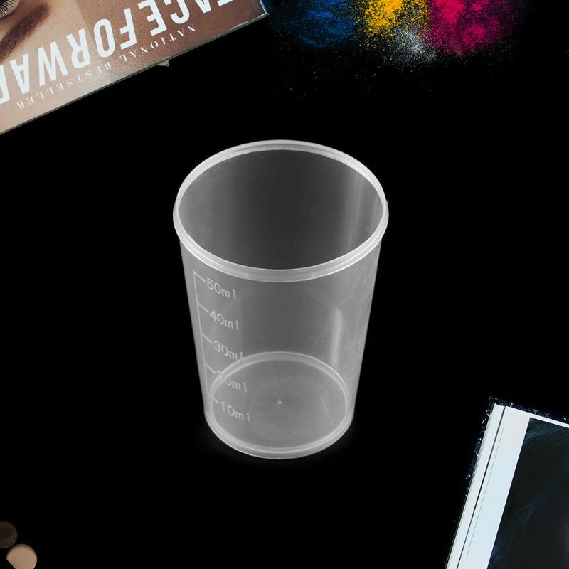 16FB 再利用可能な 50ML ミキシングカップ 10 個パック プラスチック計量カップセット 樹脂塗料混合用スケール付き 学校実験用品