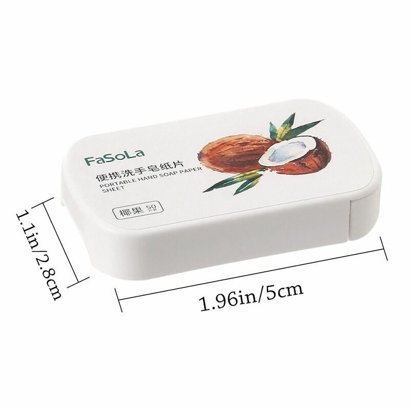 Mini Coco Sabonete Portátil, Papel de Limpeza para Cuidados com as Mãos, Papéis Perfumados, Lavagem das Mãos Descartável, Banho, 100 Fatia