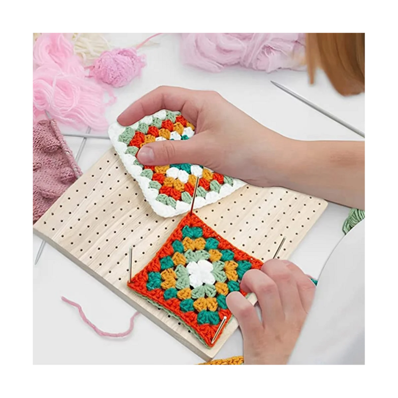 Crochet Blocking Board, Wooden Handcrafted Knitting Blocking Mats and Pins for Knitting and Crochet Projects