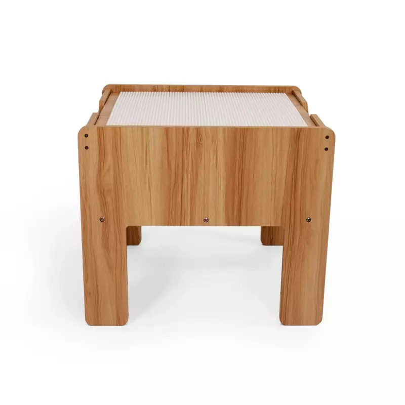 Детский деревянный строительный блок-совместимый стол с 4 корзинами, белый/натуральный дерево
