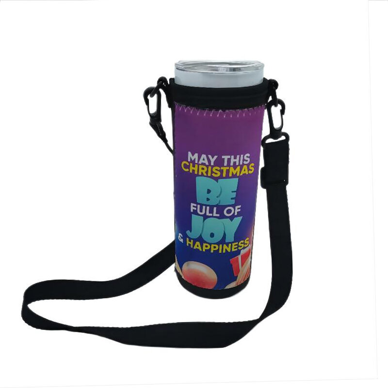 Free Shipping 2pcs Sublimation Neoprene 20oz Skinny Straight Tumbler Sleeve Bag Carrier Tumblers Holder With Shoulder Strap