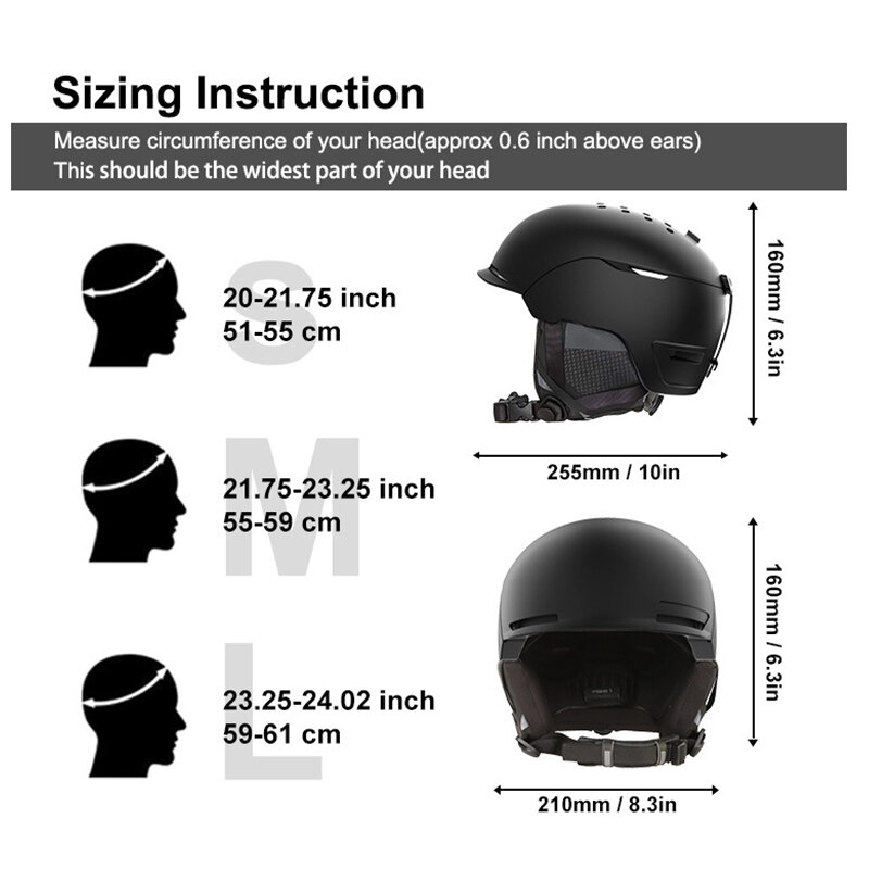 Occhiali per casco da sci, casco da sci di alta qualità ABS + PC + EPS modellato in generale, casco di sicurezza per sport all'aria aperta, snowboard e skateboard