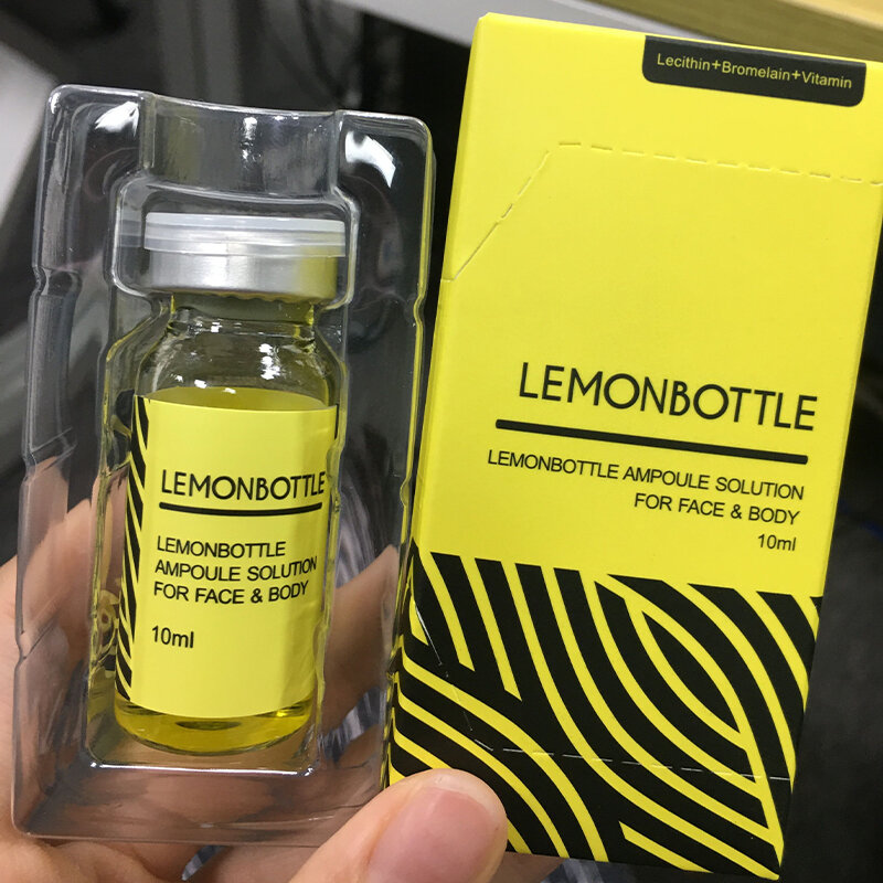 Botol Lemon 10ml/1 botol kecil, larutan ampul penghilang lemak untuk perawatan kulit kecantikan pelangsing wajah dan tubuh