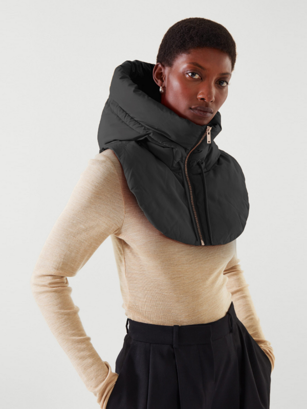 Jaquetas de algodão acolchoadas com capuz feminino, cachecol casual, gola falsa, capa com zíper, tops sólidos, inverno, 2022