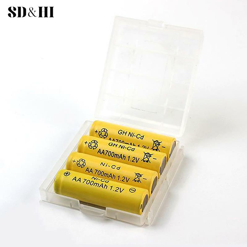 Caja de almacenamiento de baterías AA y AAA, carcasa de plástico duro, soporte protector con Clips, 2, 4 y 8 ranuras