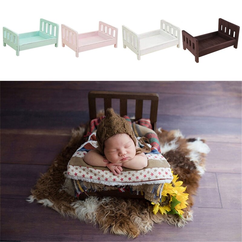 Accesorios fondo para fotografía bebé, cama madera desmontable, accesorios para recién nacidos
