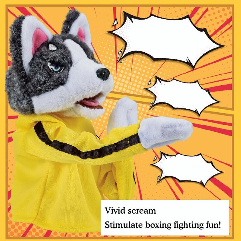 Children's Gifts Plush Toys Cute Boxing Husky Doll Interactive Tricky Erha Kids Toy Gift Hand Puppet Soft Stuffed Dolls For Kids