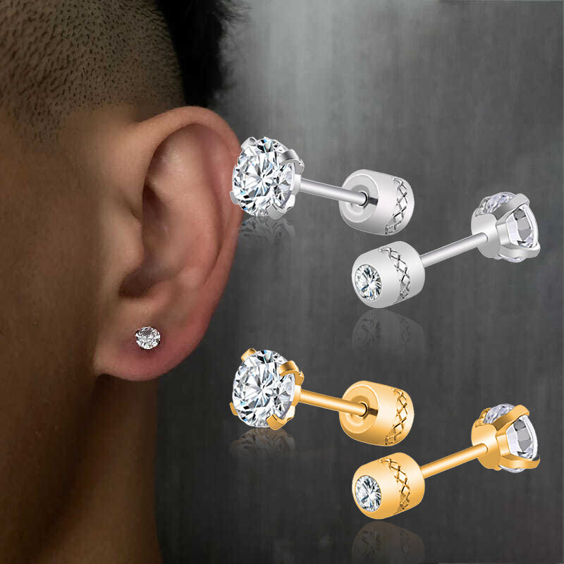 1 peça médica de aço inoxidável cristal zircão orelha studs brincos tragus cartilagem parafusos hipoalergênicos piercing jóias