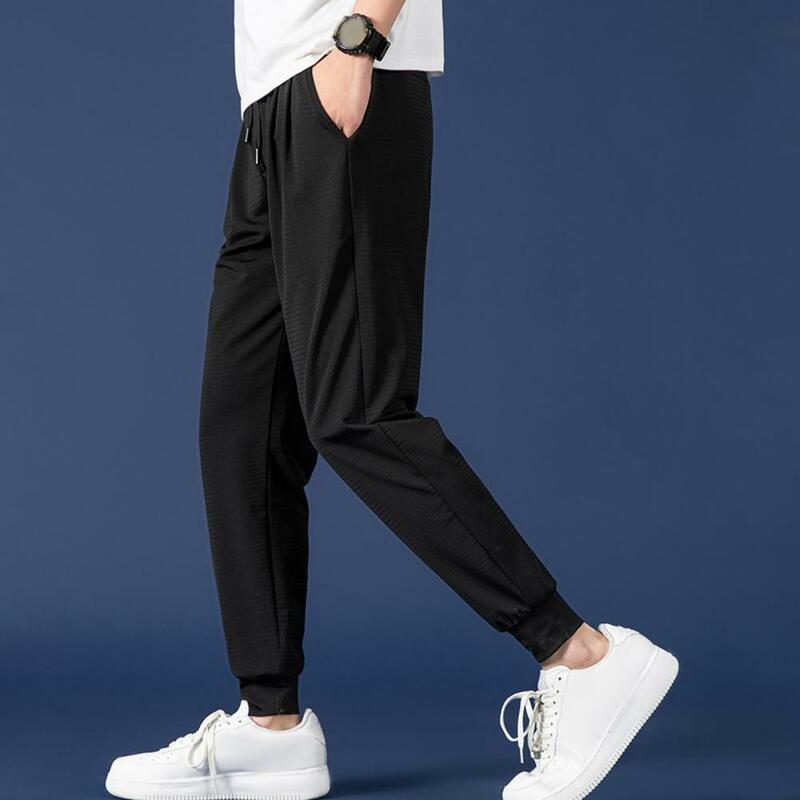 Casual Men Trousers Men's Breathable Mesh Sweatpants with Elastic Drawstring Waist Pockets Lightweight Sport Pants for Fitness