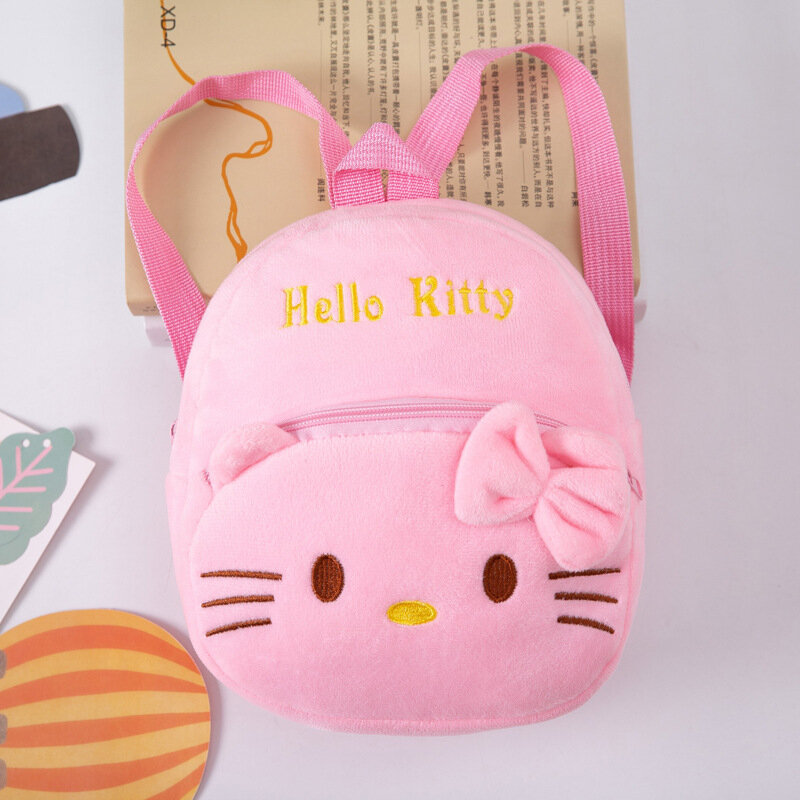 Hellos Kittens Plush Backpack para estudantes e crianças, grande capacidade, Cute Cartoon Papelaria Presentes