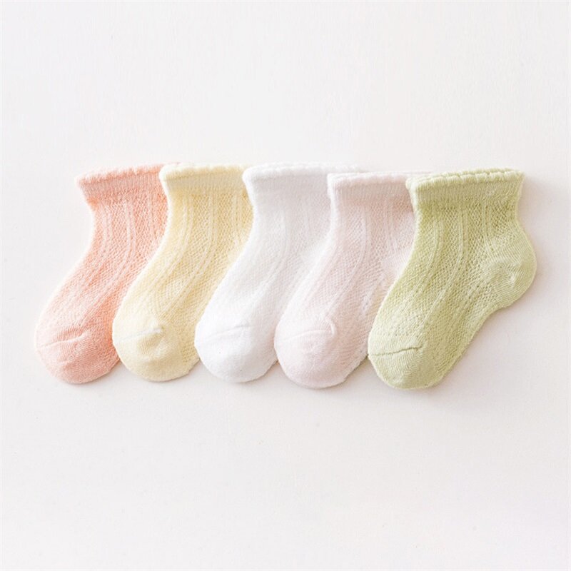Носки для маленьких мальчиков и девочек, летние носки для новорожденных, тонкие сетчатые нескользящие носки, повседневные носки для малышей, аксессуары для одежды