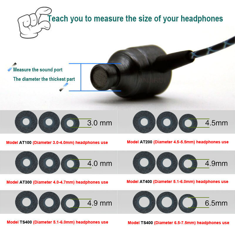 10 Pairs T300 Memory Foam Earbuds 4.0mm (L M S) In-Ear Headphones Enhance Bass Ear Pads