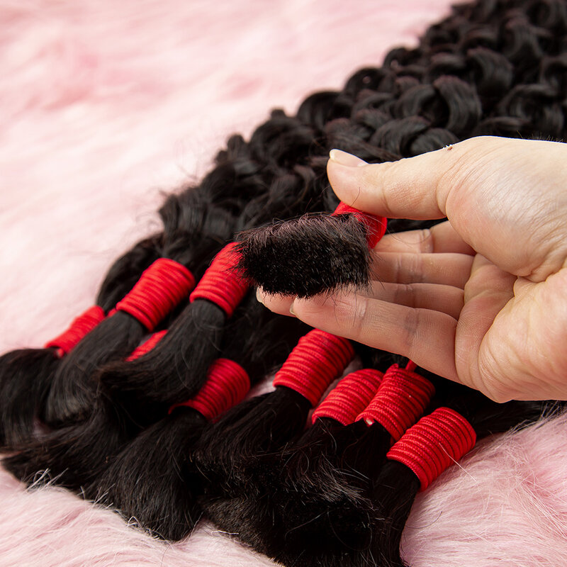 NABI-Paquete de trenzado de cabello rizado para mujer, extensiones de cabello ondulado al agua, sin trama, cabello humano virgen peruano a granel, trenzado