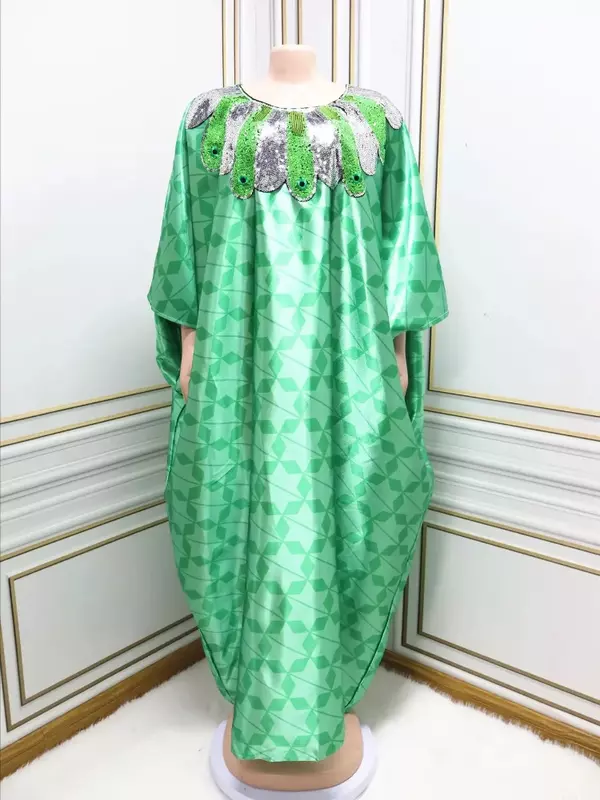 Vestidos africanos de lentejuelas para mujer, Abayas Boubou Dashiki musulmán, vestido de noche Ankara de talla grande, caftán, bata Abaya, 2024
