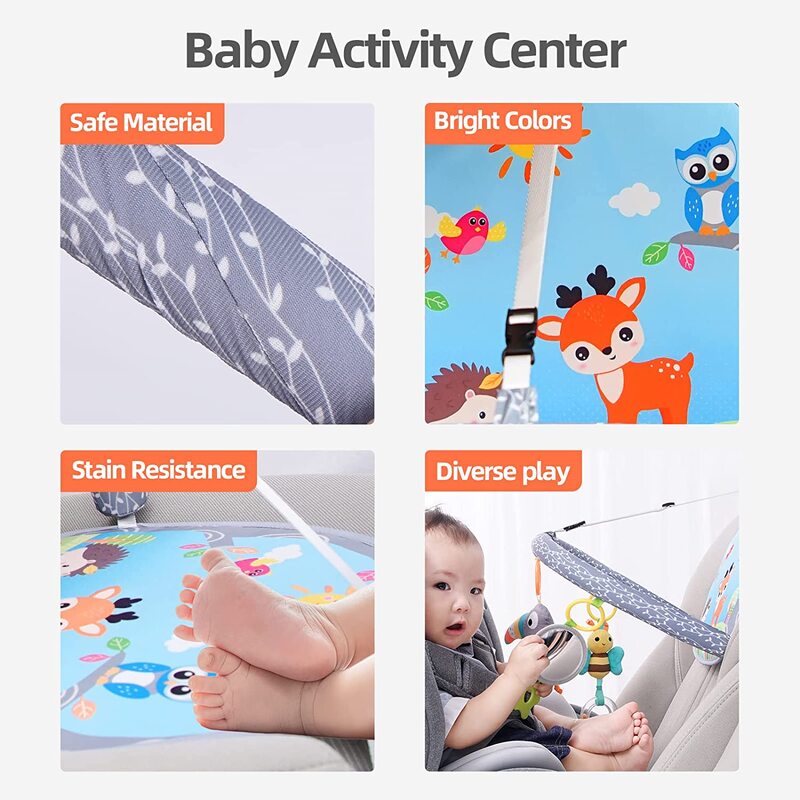 Sedile posteriore seggiolino auto giocattolo Baby Kick & Play Activity Center seggiolino auto arco attività con specchio musicale sonaglio giocattoli per bambini viaggi