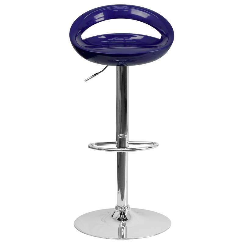 Altura ajustável Plastic Counter Chair, Cozinha Barstool, recorte arredondado Voltar