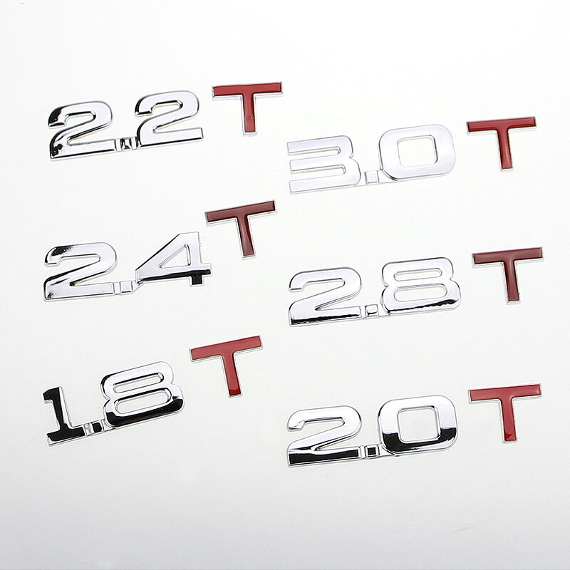 3d Metalen Auto Kofferbak Motor Verplaatsingsschaal Embleem Auto Stickers 1.3T 1.4T 1.5T 1.6T 1.8T 2.0T 2.2T 2.4T 2.5T 2.8T 3.0T