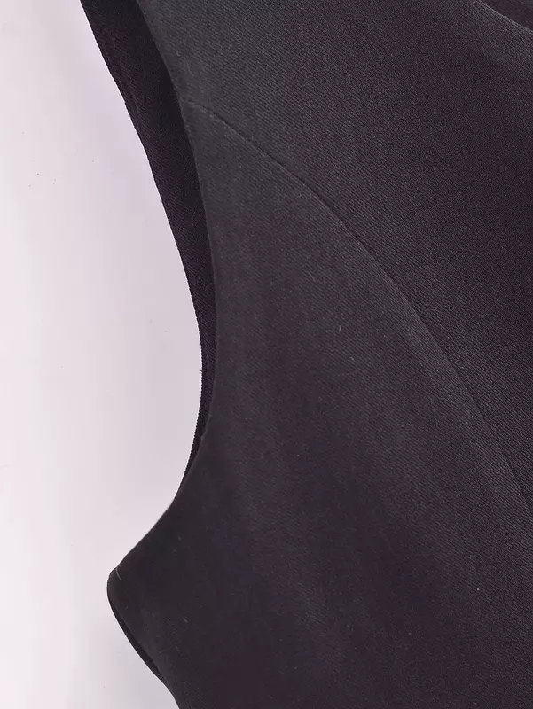Chalecos de dissimetría para mujer, Tops sin mangas de una sola botonadura, con bolsillos, informales, color negro, 2023