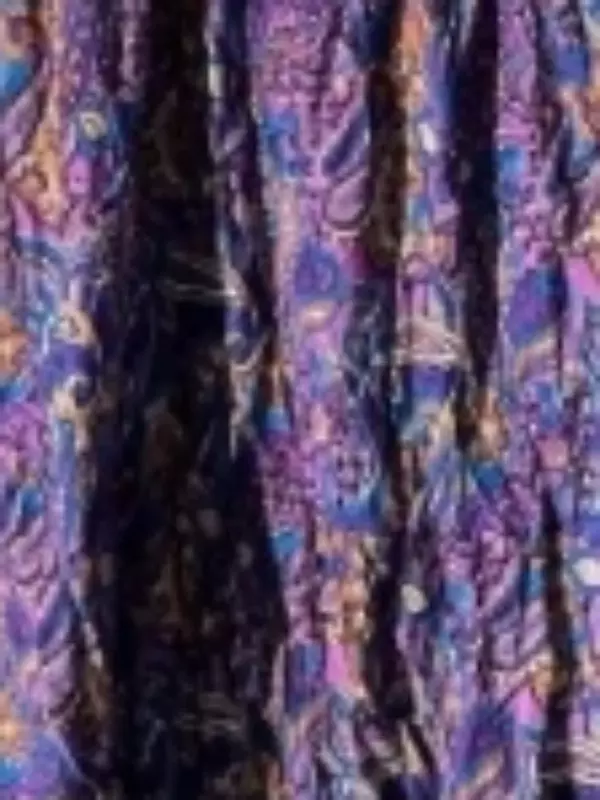 Deep V-neck Waist Drawstring Long Dress for Women's Spring Pattern Print Retro Maxi Summer Short Sleeved Loose Beach Dress OFE19