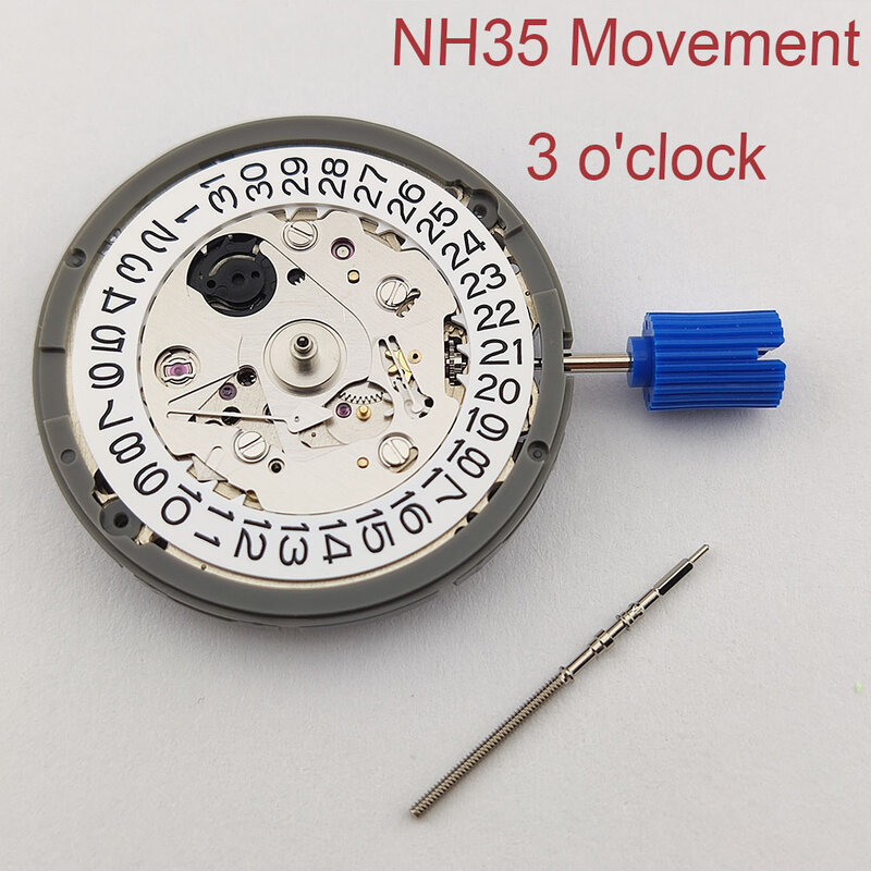 Movimento mecânico relógio automático, original japão, 3 horas, data branca, alta precisão, NH35, NH35A