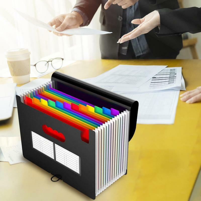 12กระเป๋าหีบเพลงแฟ้มซองขยายที่จัดระเบียบแฟ้มเอกสาร Filing Box แบบพกพาที่มีสีสันกระดาษ/บิล/ใบเสร็จ/กระเป๋าใส่พาสปอร์ต