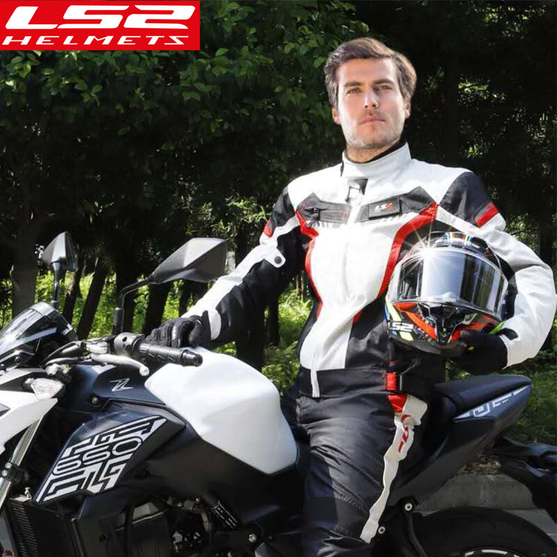 LS2 Setelan Celana Jaket Musim Dingin Jaket Balap Reflektif Perlengkapan Tahan Air Jaket Motor Pengendara Sepeda Motor Motocross Pakaian Motor
