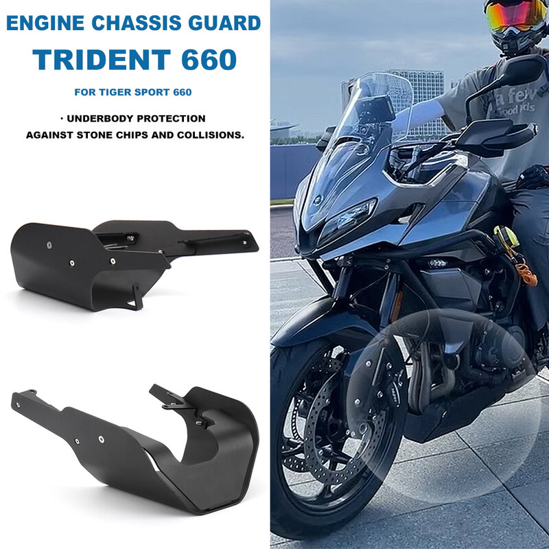 Placas de patim da base do motor da motocicleta, Capa de proteção, Guarda do chassi para Trident 660 2021-2023, Tiger Sport 660 2022 2023