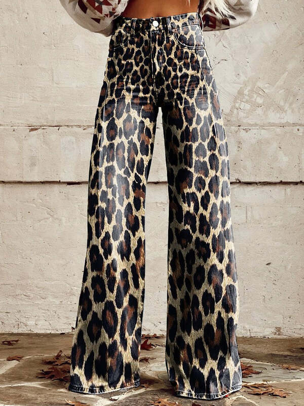 กางเกงขาม้าย้อนยุคอินเทรนด์ของผู้หญิงกางเกงขายาวลำลองพิมพ์ลาย3D กางเกงขาม้า