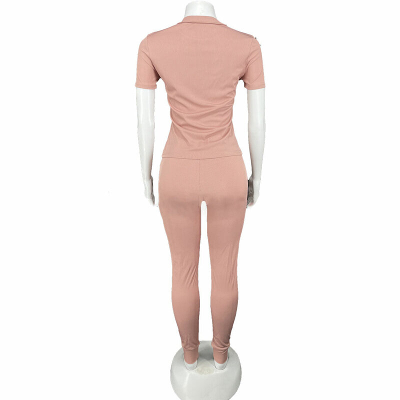 Casaul Frauen Trainingsanzug 2 Stück Set Strick Rippen Solid Color Bodycon Sportsuit Kleidung Für Frauen Outfit