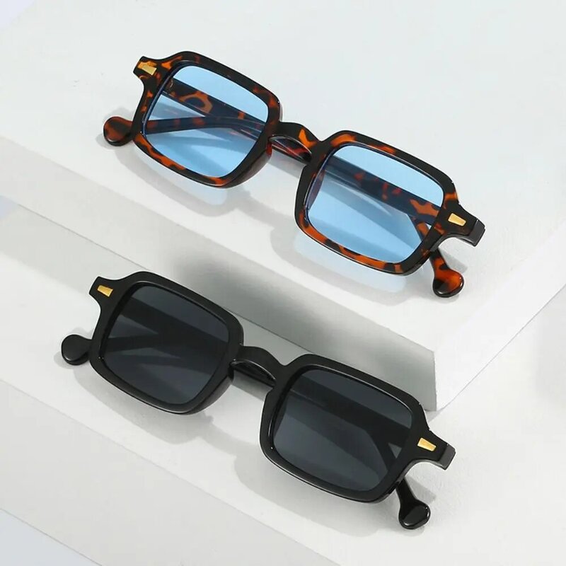 Óculos de sol quadrados antibrilho para mulheres, decoração retrô rebites, tons gradiente UV400, óculos esportivos azul-leopardo masculino, moda, 2022