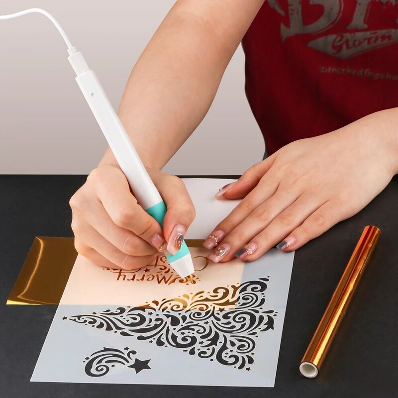 ปากกาปากกาขนนกฟอยล์ทนความร้อน USB ขนาด0.8มม. สำหรับกระดาษหนังอุปกรณ์สมุดภาพประดิษฐ์แบบ DIY