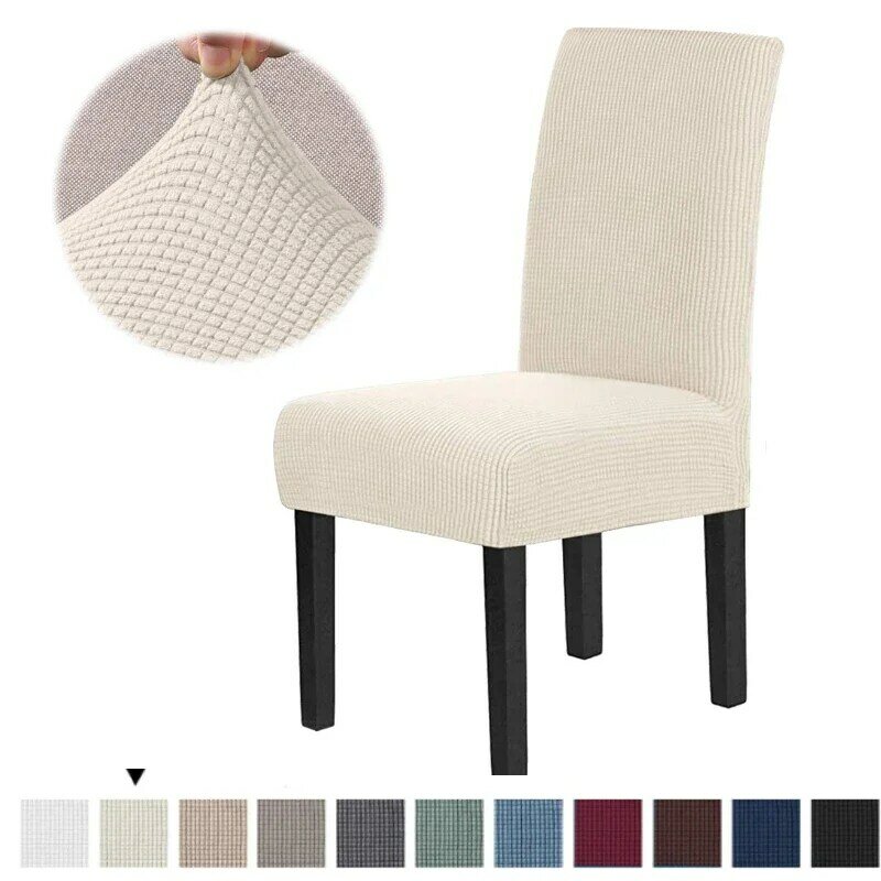 Chair Covers Feature Textured Checked Jacquard Fabric Parsons Chair Slipcover Thick Chair Protectors