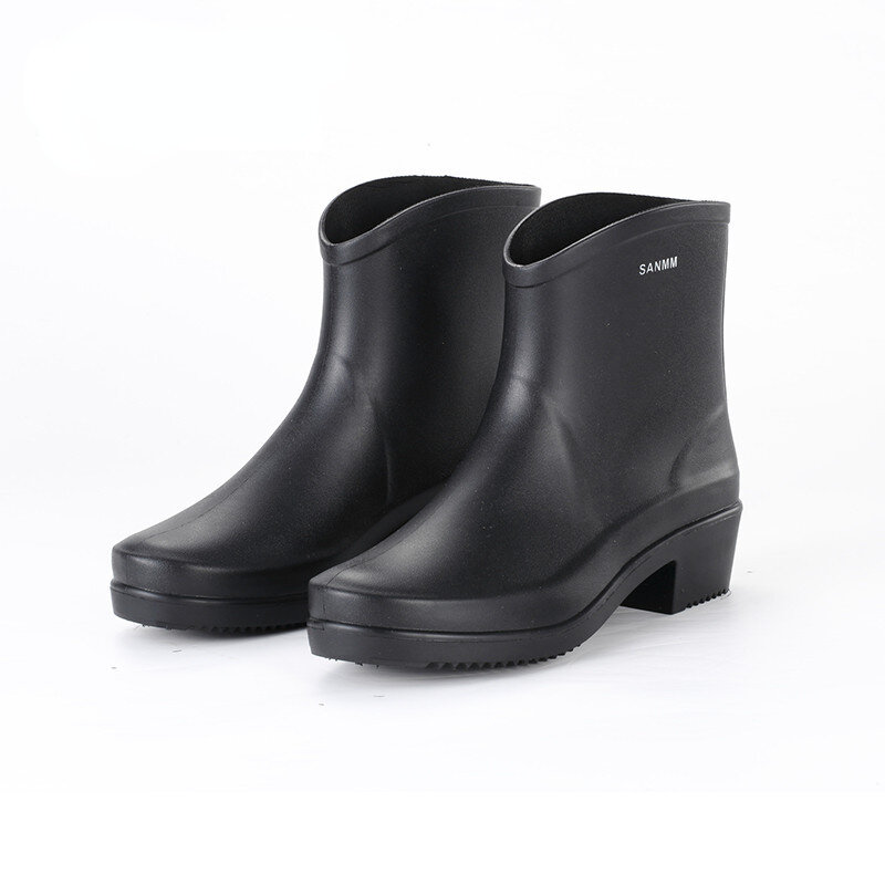 Rain Boots Women  Adult Waterproof Low Drum Rain Shoes  Medium Drum Women's Water Shoes  Anti Slip Water Boots  Slip-On