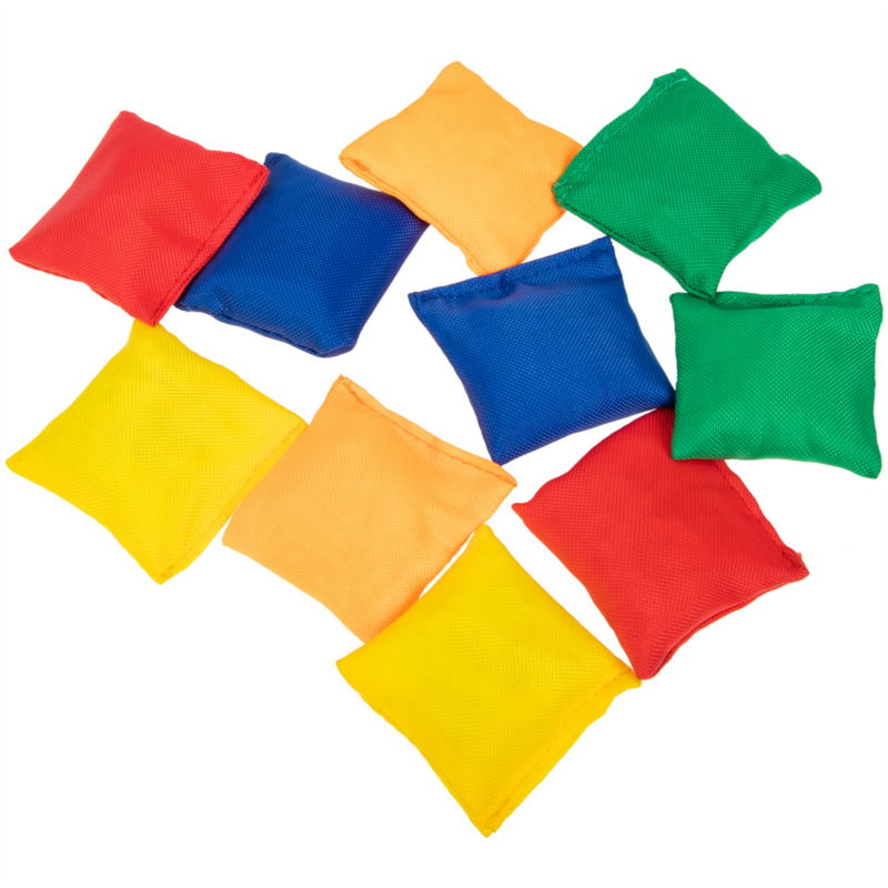 10 buah tas kacang Mini warna-warni portabel kain Sandbag mainan lempar untuk anak-anak bermain interaktif untuk menyenangkan olahraga luar ruangan permainan keluarga