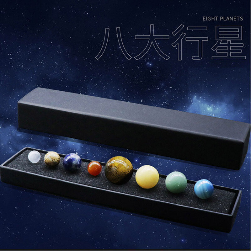 Модный натуральный кристалл, 8 планетарных шаров, солнечная система, Камень кварцевый, исцеляющий чакру рейки, сфера, Галактическая модель, Глобус