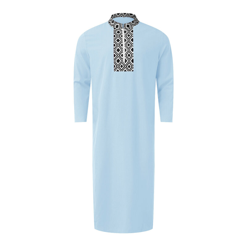 大きくてカジュアルな長袖のイスラム教徒のドレス,ジッパー付きドレス,ドバイカフタン,イスラムのジュバの服,アバヤ,チェック柄